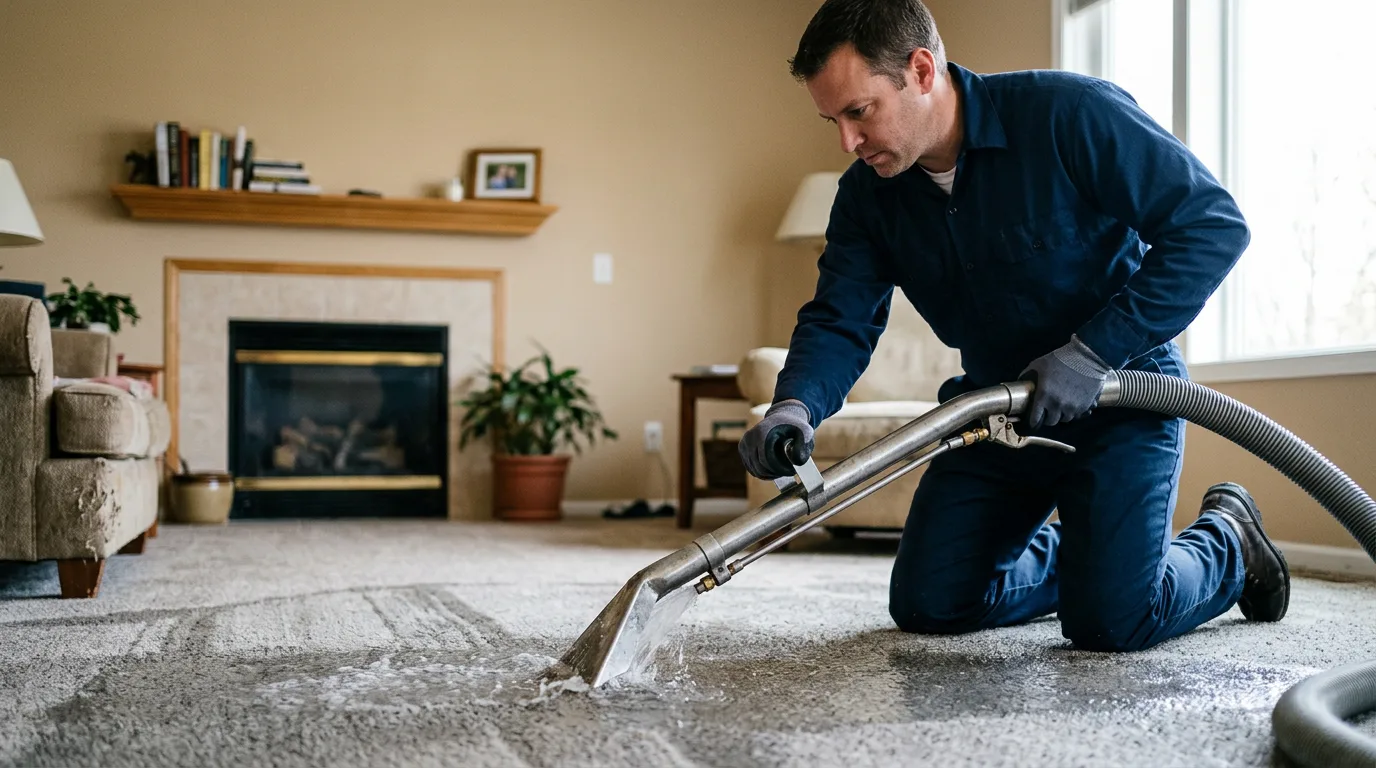 Water damage restoration technician working near Ashcamp, KY